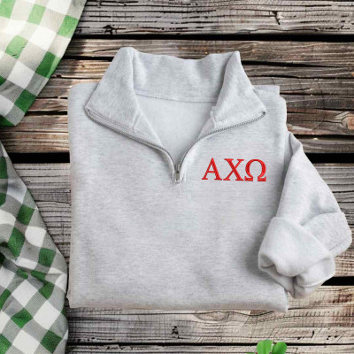 Shop Alpha Chi Quater Zip & Stitch Letters