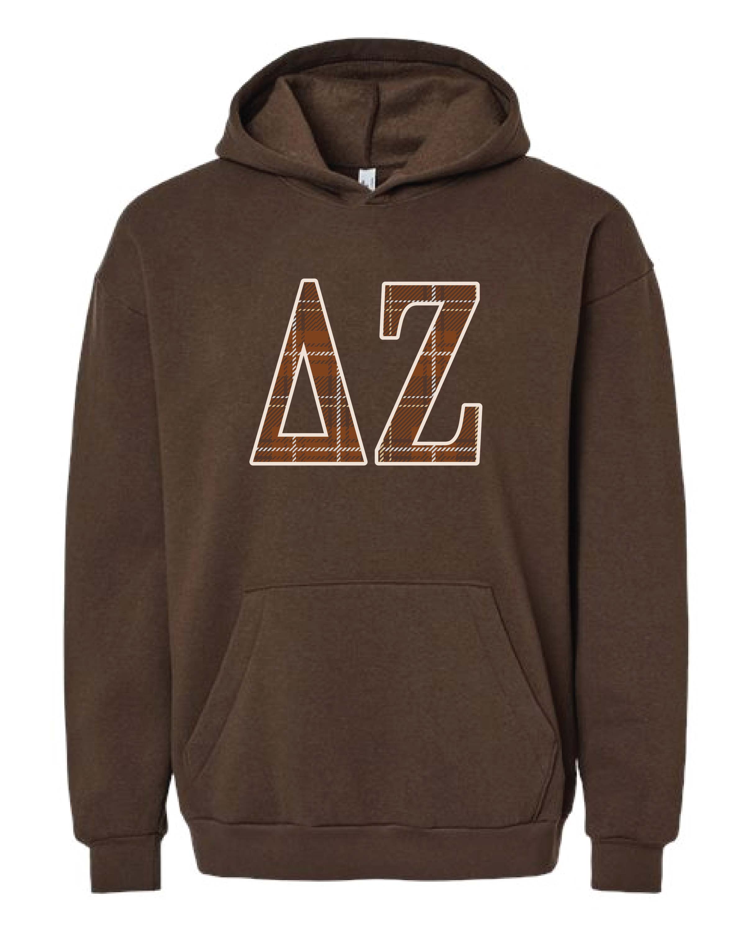 Shop Delta Zeta Plaid Hoodie