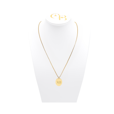 Chi O Creations Simple Twist Necklace with Small Gold Oval Charm